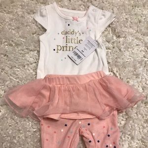 Newborn girl outfit (onesie) and pants with tutu.